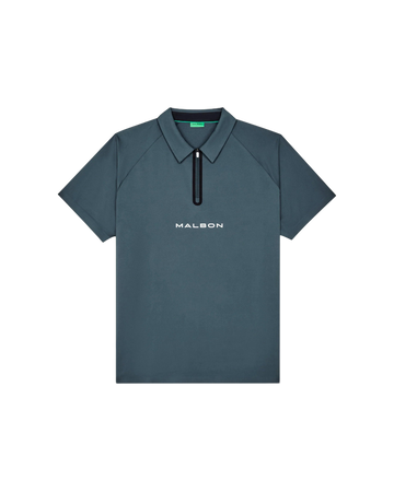 Malbon Golf Performance Zip Raglan Polo - Dark Slate front