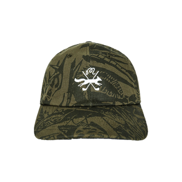 Malbon Scouting Dad Hat - Wildlife Print Olive - voorkant