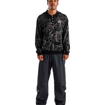 Malbon Scouting Sweater - Wildlife Print Black - model