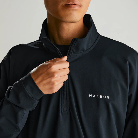 Malbon Performance Quarter Zip Shell Pullover - Black