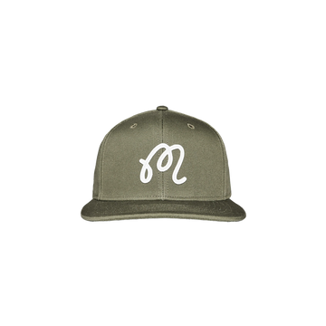 Malbon M script Snapback Hat - Military Green