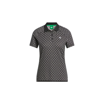 adidas Originals All Over Trefoil Polo - Black / Chalk White