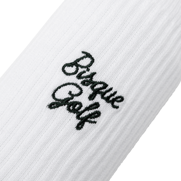 Bisque Golf Crew Sock Script - White