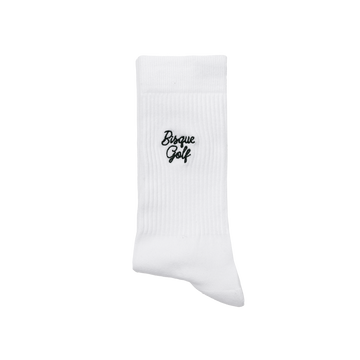 Bisque Golf Crew Sock Script - White