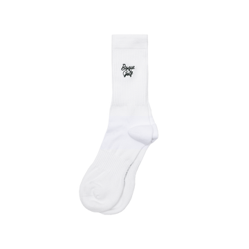 Bisque Golf Crew Sock Script - White