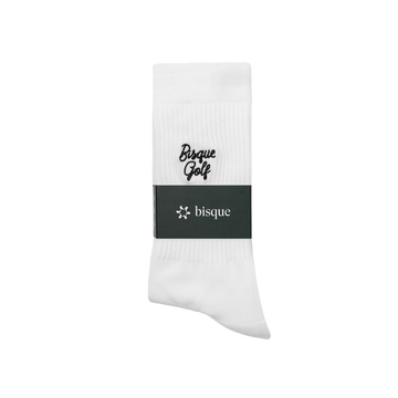 Bisque Golf Crew Sock Script - White