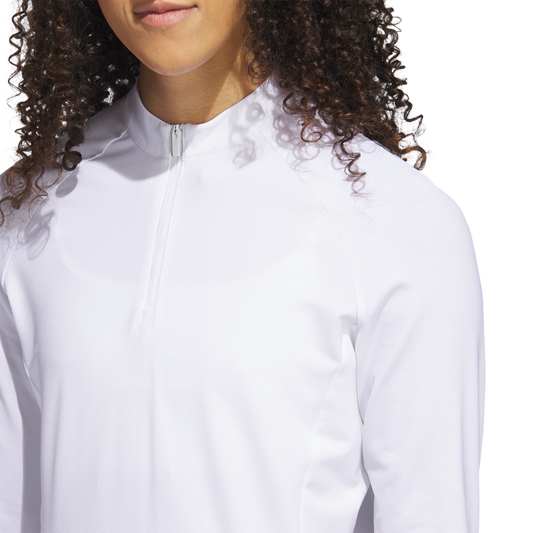 adidas Womens Quarter-Zip Longsleeve Polo White