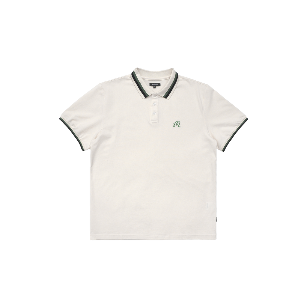 Malbon Golf Tipped Pique Polo Ivory