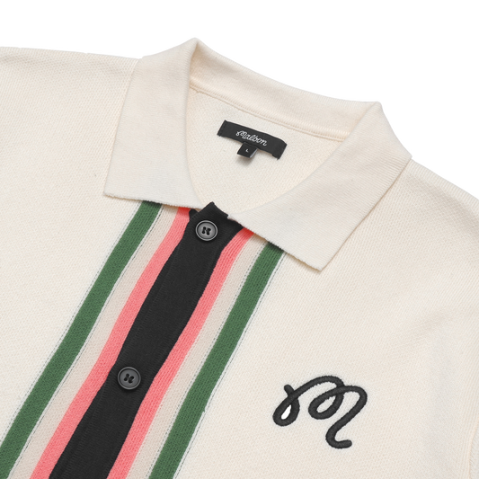 Malbon Golf Elm Button-Up Knitted Polo Ivory