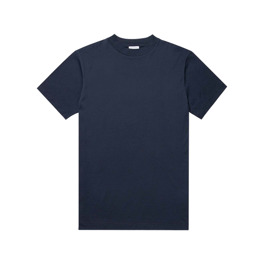 Sunspel Mock Neck T-Shirt Navy