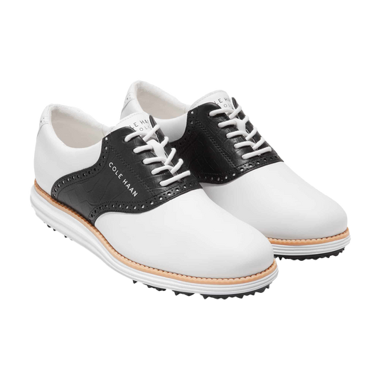 Black and white saddle golf shoes sales